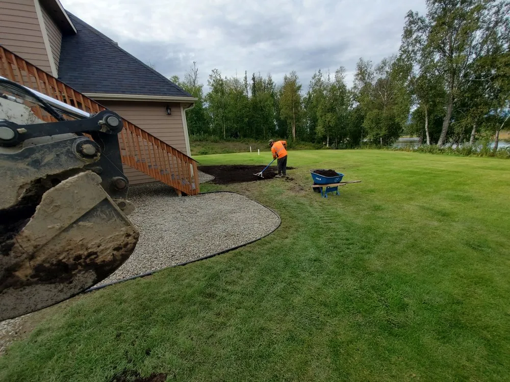 Local lawn mowing service with custom design in Palmer, AK by E & M Dirtworks