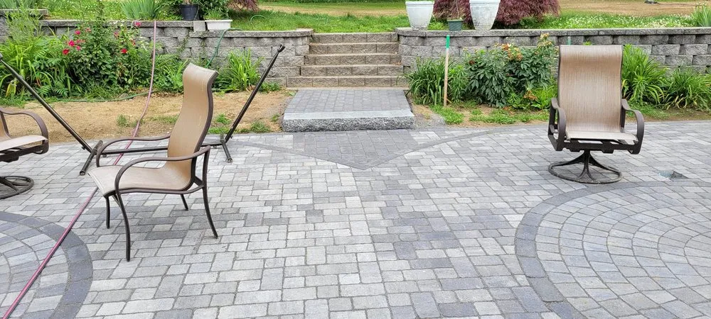 Custom landscape installation in Nashua, NH by E N Lawnworks