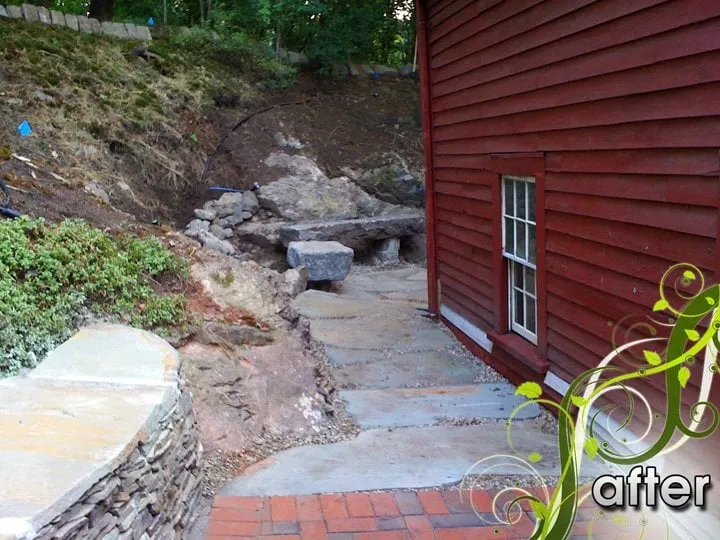 Custom landscaping services for year-round maintenance in North Reading, MA by Earth Stone and Water