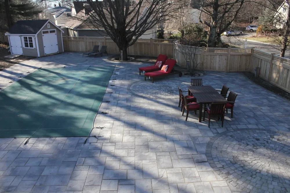 Custom outdoor landscaping in North Reading, MA by Earth Stone and Water