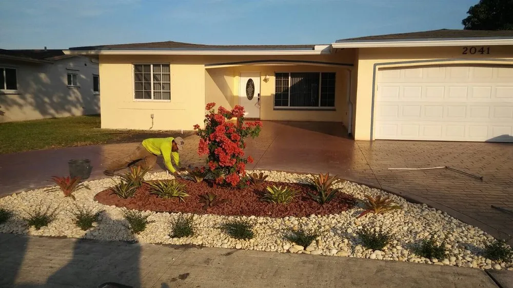 Professional landscape installation with custom design in Fort Lauderdale, FL by Eden Lawn Service & Landscaping