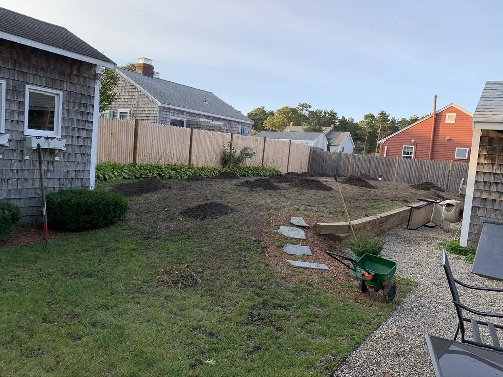 Custom landscape installation with custom design in South Dennis, MA by Edwards Landscape