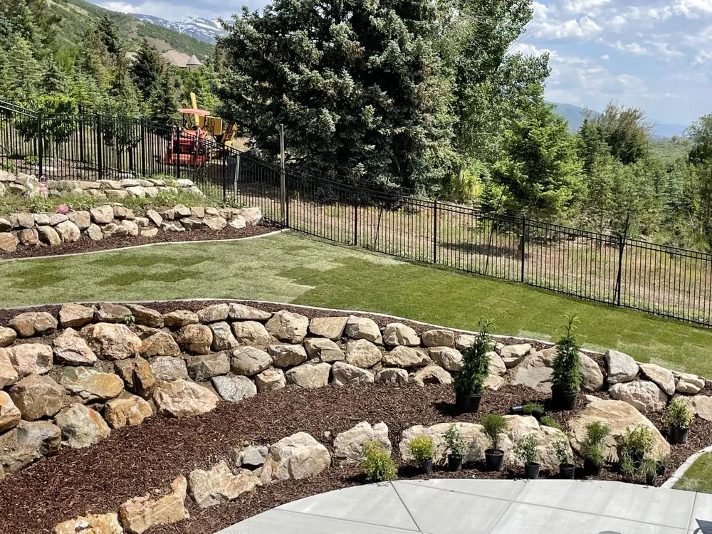 Custom lawn mowing service with custom design across South Weber, UT - El Macho Landscaping