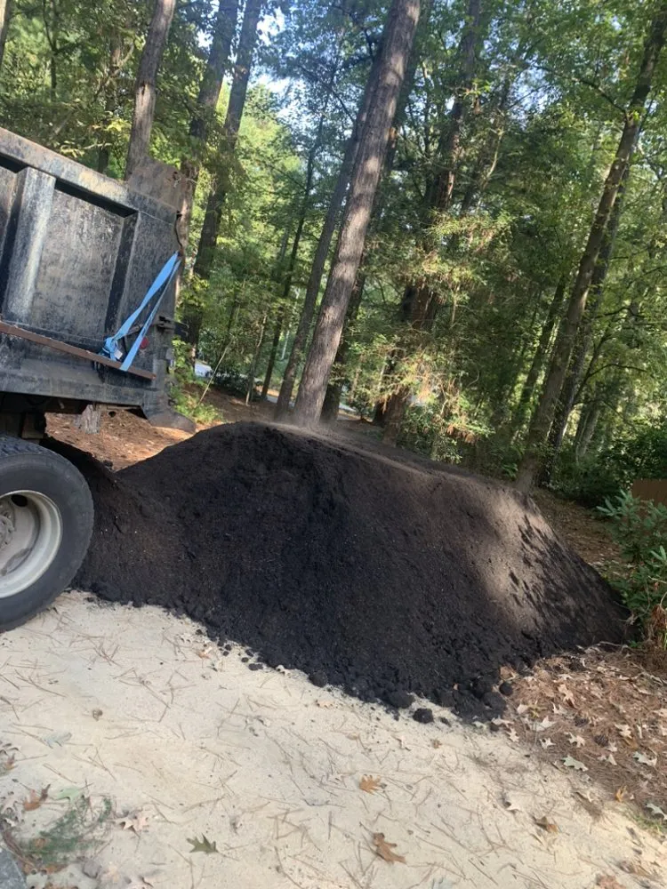 Local landscape installation in Wake Forest, NC by EM Horton Trucking