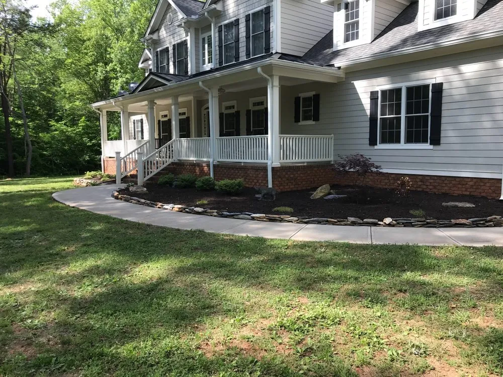 Custom garden landscaping for homes in Mebane, NC by Eno Lawn Care