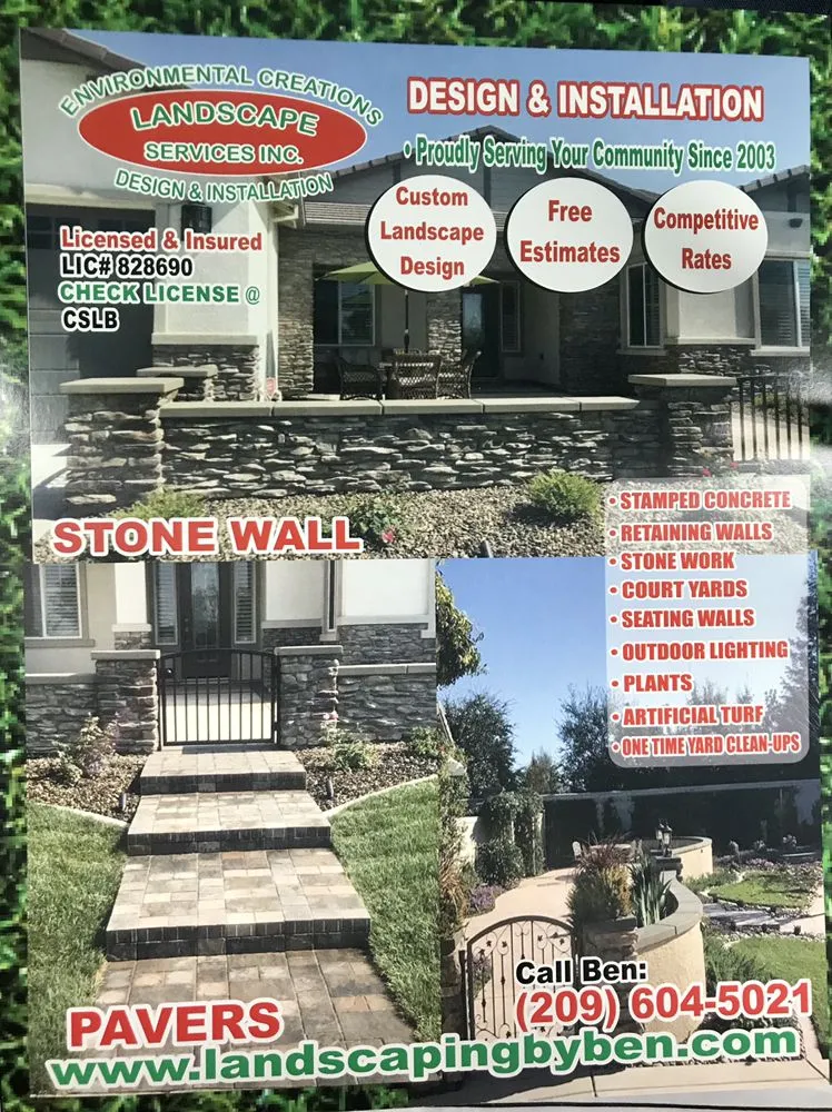 Trusted residential landscaping in Manteca, CA by Environmental Creations Landscape & Concrete Services