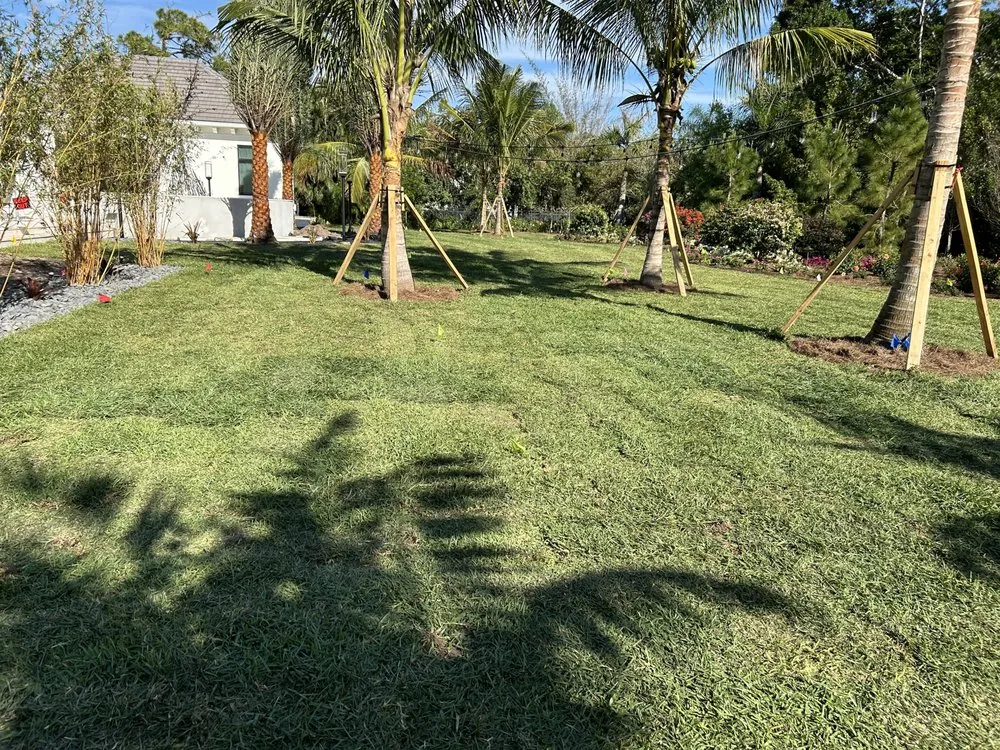 Custom landscape installation with custom design in Naples, FL by EPR Sod