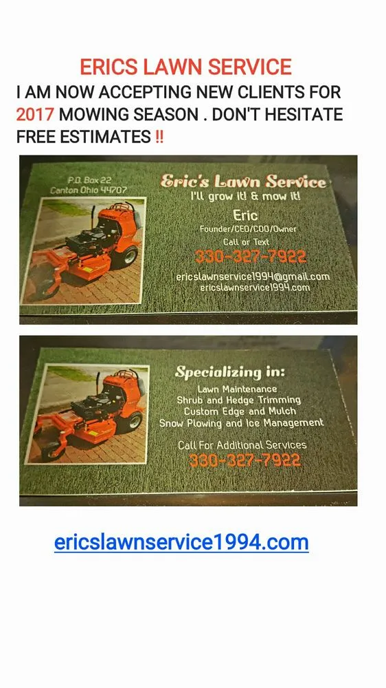 Local lawn mowing service in Canton, OH - Erics Lawn Service