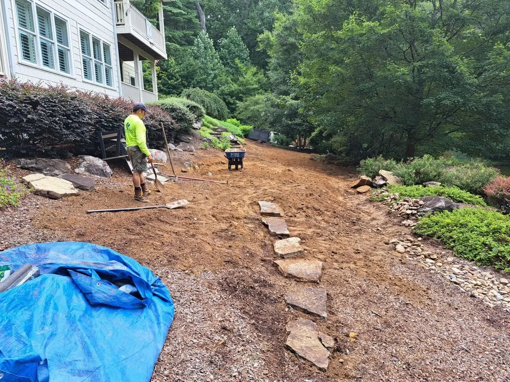 Local outdoor landscaping for residential properties in Candler, NC by Esteban Landscaping Service