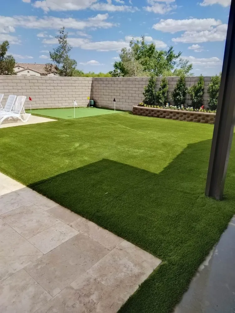Top-rated outdoor landscaping with custom design in Las Vegas, NV by Estrada Lawn Services