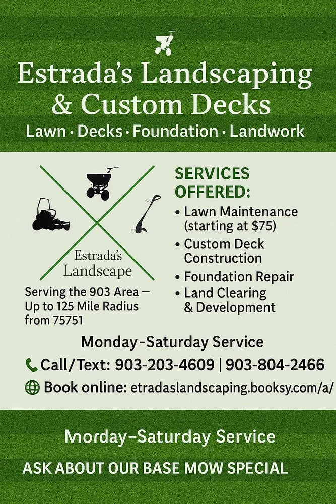 Expert lawn mowing service for homes in Athens, TX by Estrada’s Landscaping and Custom Decks