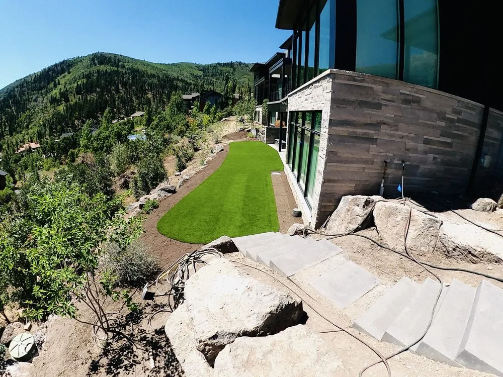 Custom residential landscaping with custom design in West Jordan, UT by Everblade Designs