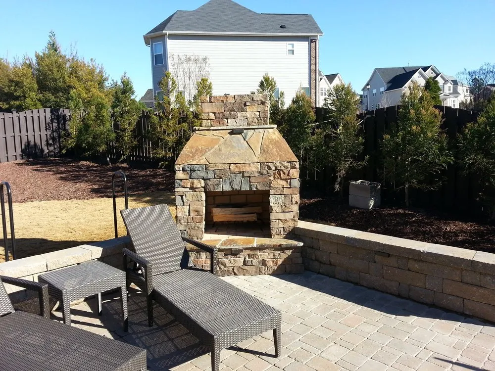 Professional yard maintenance with custom design in Apex, NC by Evergreen