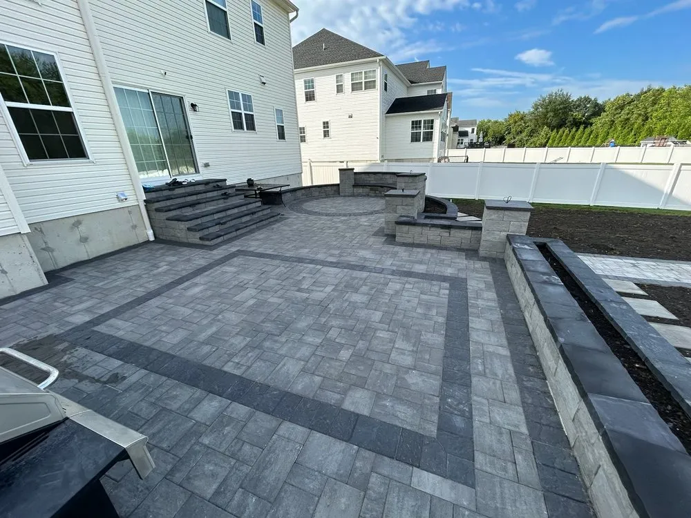 Custom landscape installation in Cologne, NJ by Evergreen Landscaping