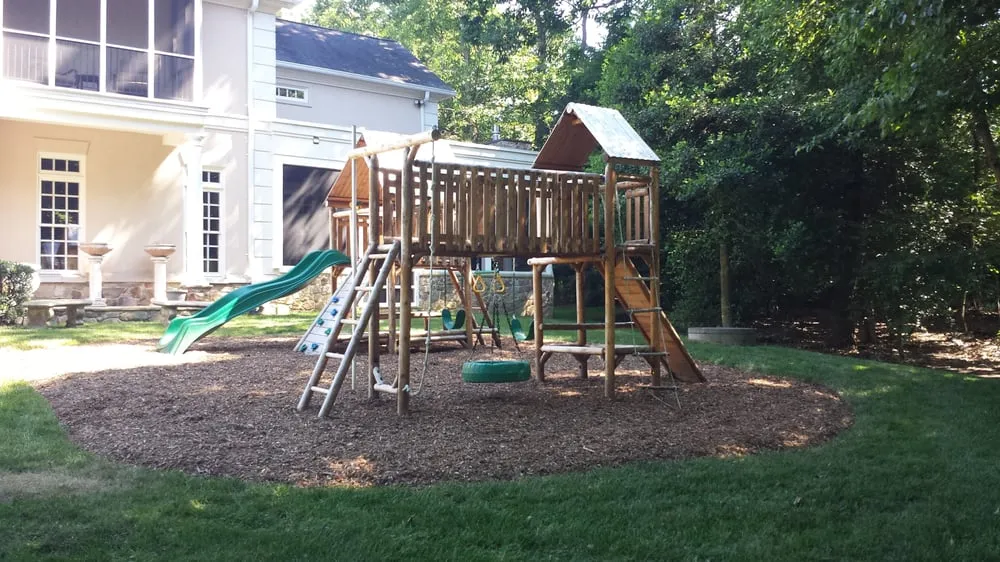Custom landscape installation in Oakton, VA by Evergreen Lawn & Landscape Services
