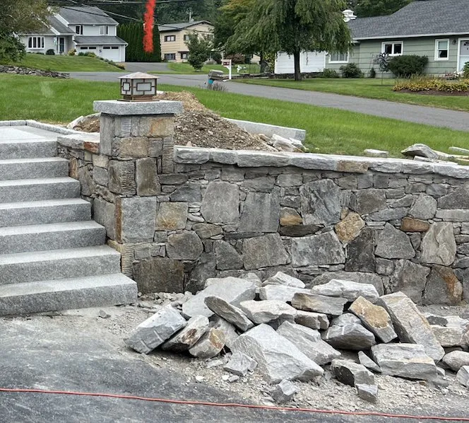 Local landscape installation in Bethlehem, CT by Excellence Masonry and Contracting