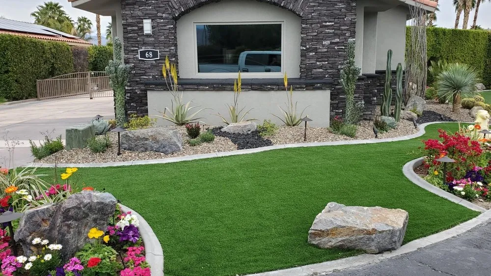 Reliable lawn mowing service for year-round maintenance in Indio, CA by F C Landscape