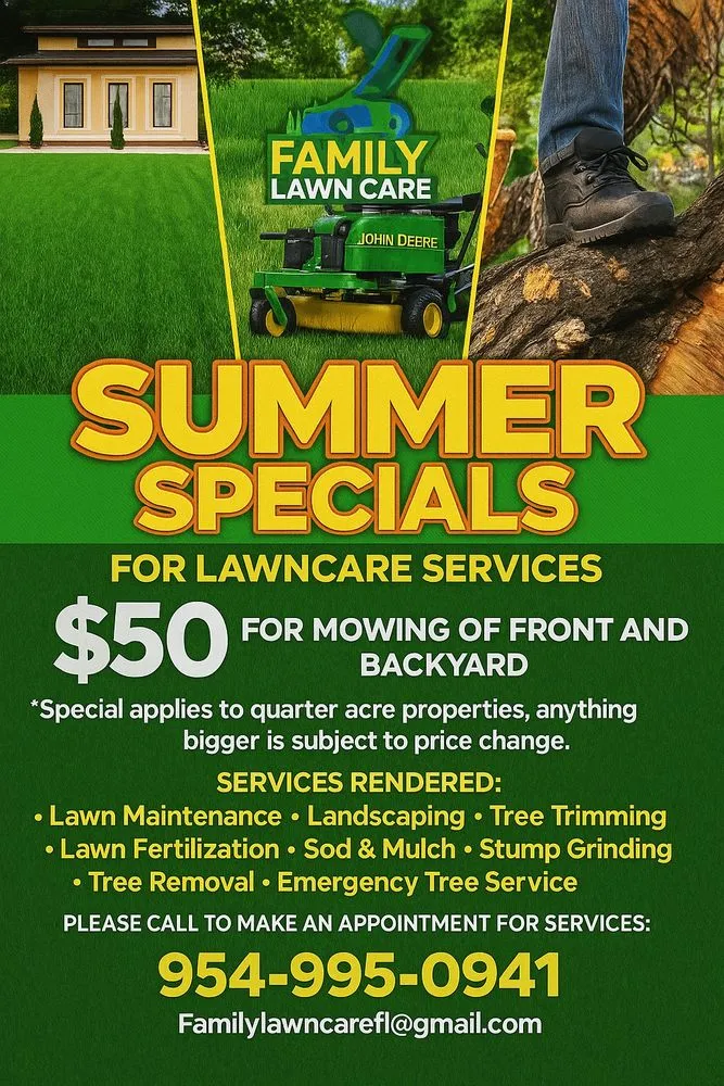 Expert yard maintenance experts serving Sunrise, FL - Family Lawncare