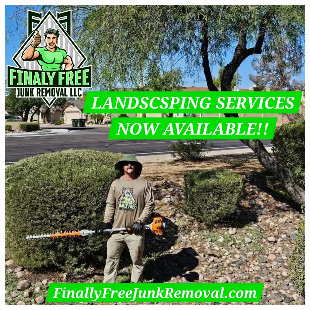 Local outdoor landscaping for year-round maintenance in Phoenix, AZ by Finally Free Junk Removal