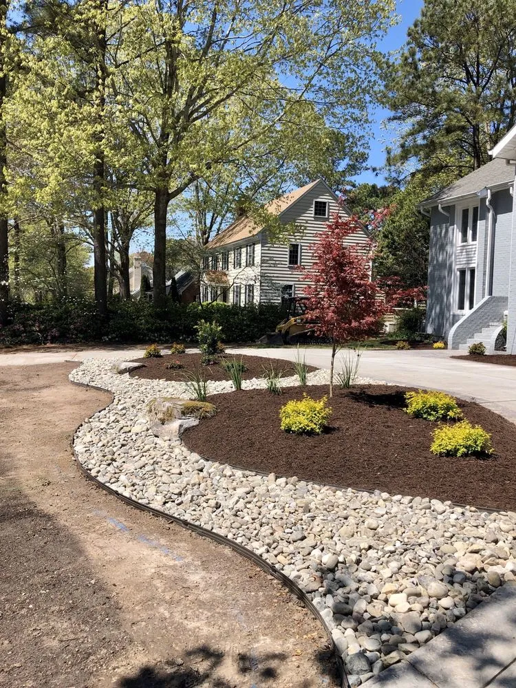 Custom outdoor landscaping for residential properties in Virginia Beach, VA by Fine Edge Lawn & Landscaping