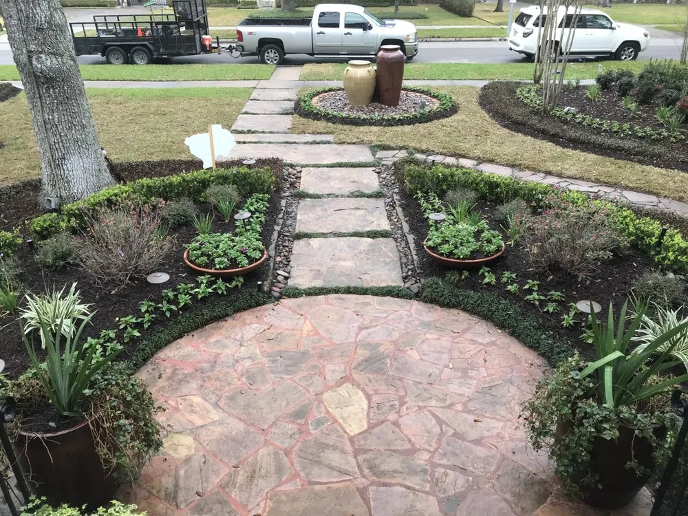 Local landscape installation in Klein, TX by First Class Design Group