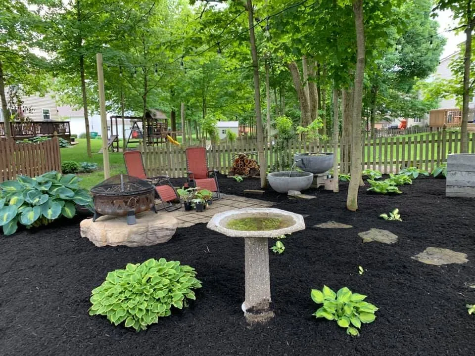 Custom garden landscaping with custom design in Fishers, IN by Fishers Mulch
