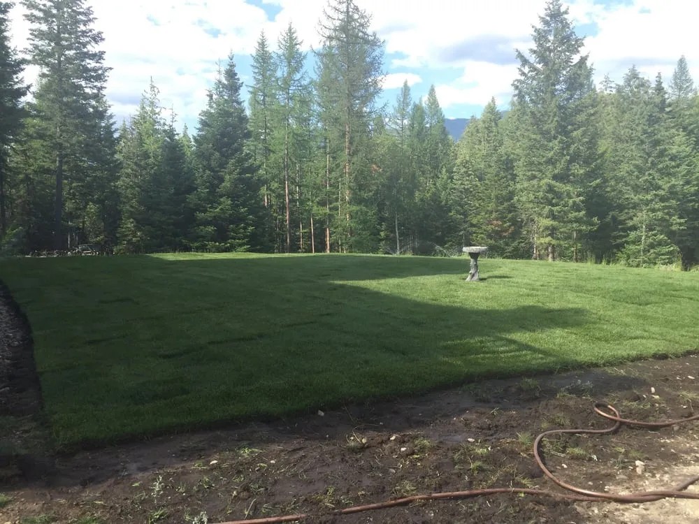 Professional landscape installation for homes in Columbia Falls, MT by Flathead Valley Sod Farm