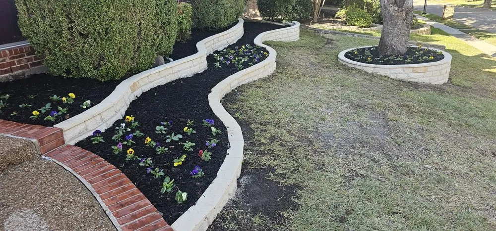 Professional garden landscaping with custom design in Plano, TX by Folis Lawn And Landscape