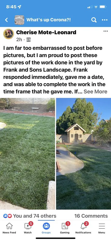 Expert lawn mowing service experts serving Corona, CA - Frank and Son’s Landscape