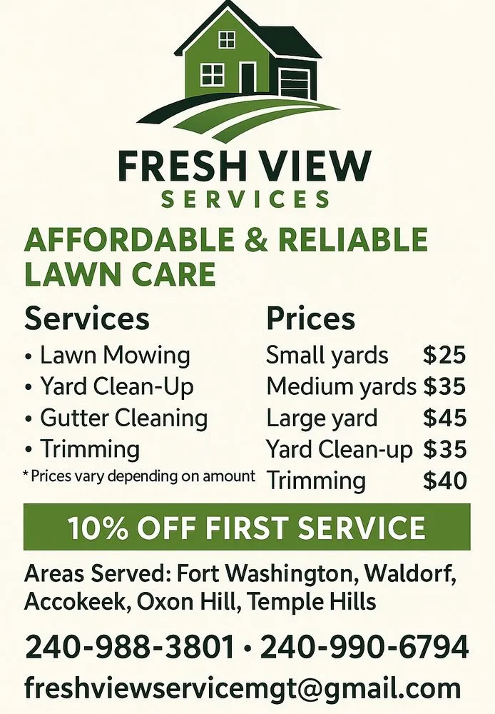 Reliable lawn mowing service in Fort Washington, MD by Fresh View Services