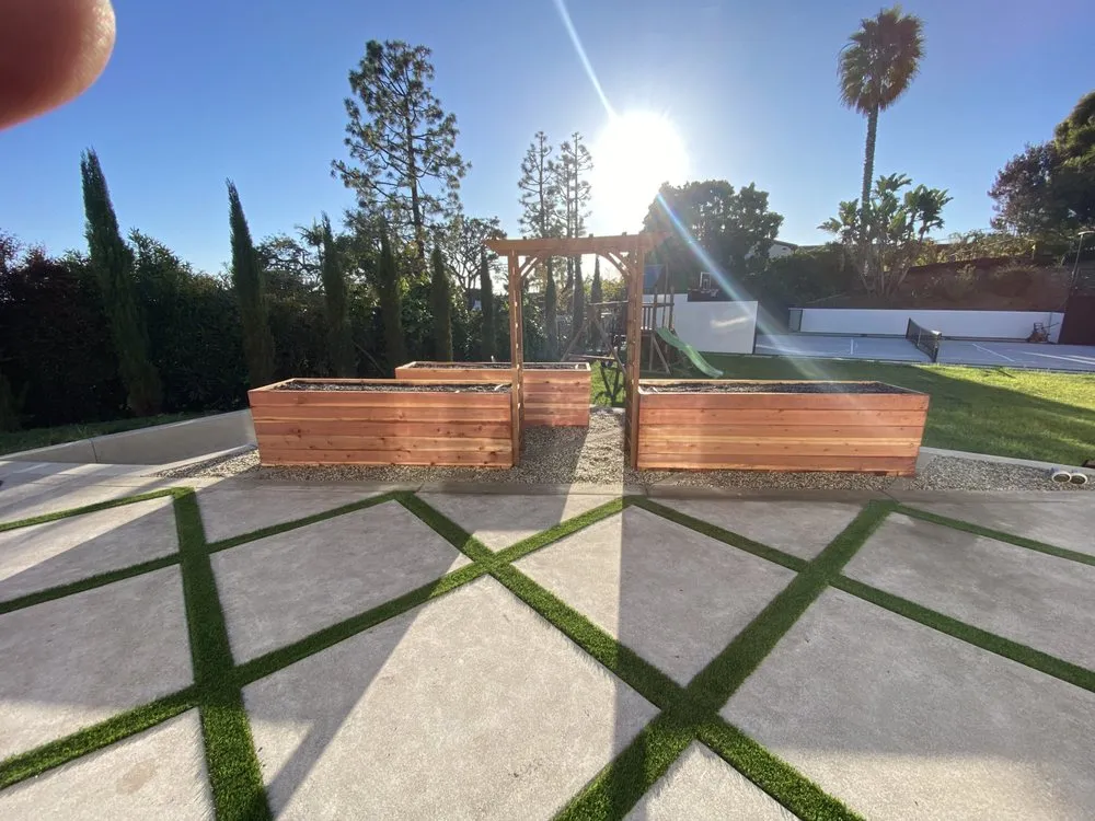 Local landscape installation with custom design in Del Mar, CA by Fruitmommy Organic Solutions