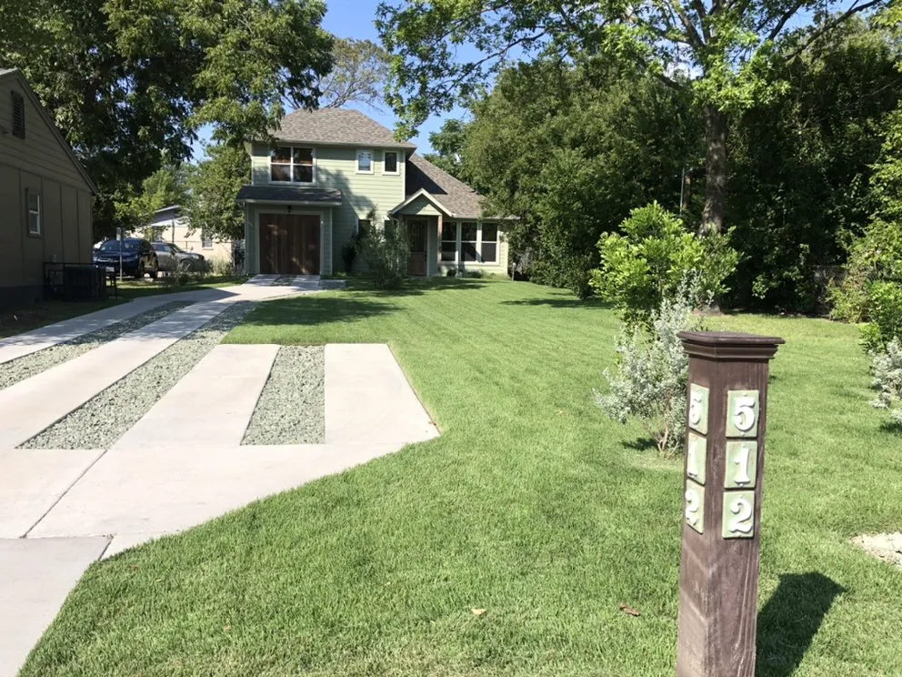 Professional lawn mowing service with custom design in Austin, TX by Fuentes Lawn Care