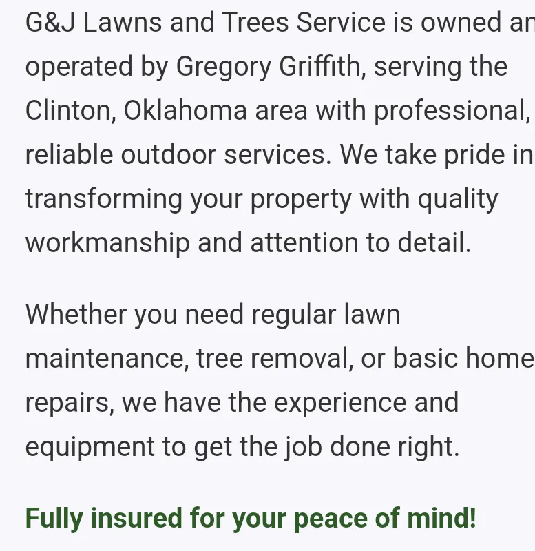 Custom yard maintenance in Clinton, OK - G and J Lawns and Trees