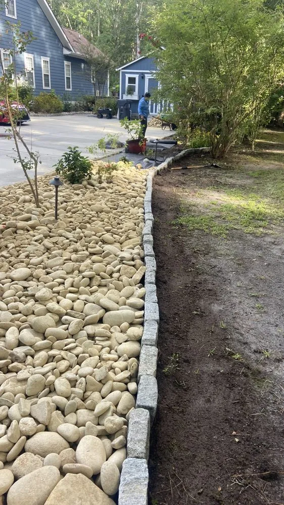Custom landscape installation with custom design in Myrtle Beach, SC by Gabino landscape