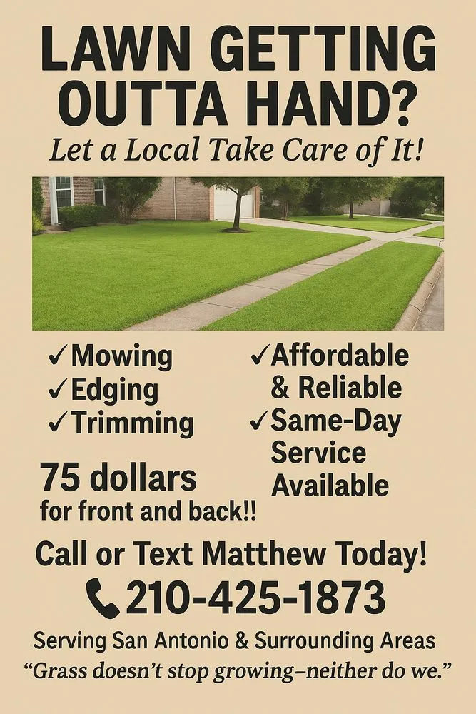Custom lawn mowing service with custom design in Elmendorf, TX by Gabriel’s Lawn Care