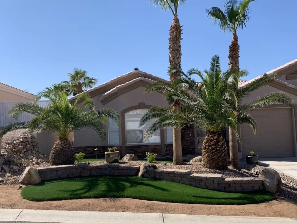 Reliable lawn mowing service for residential properties in Lake Havasu City, AZ by Garitee Landscapes & Bobcat Service