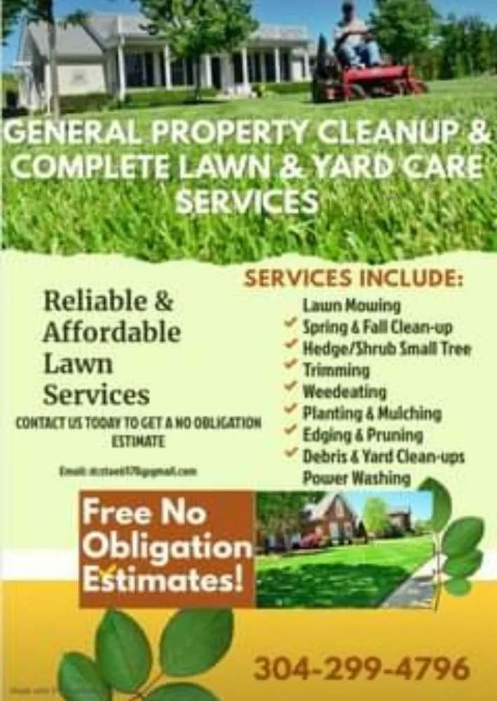 Custom lawn care service for beautiful yards in Williamstown, WV by General Property Cleanup
