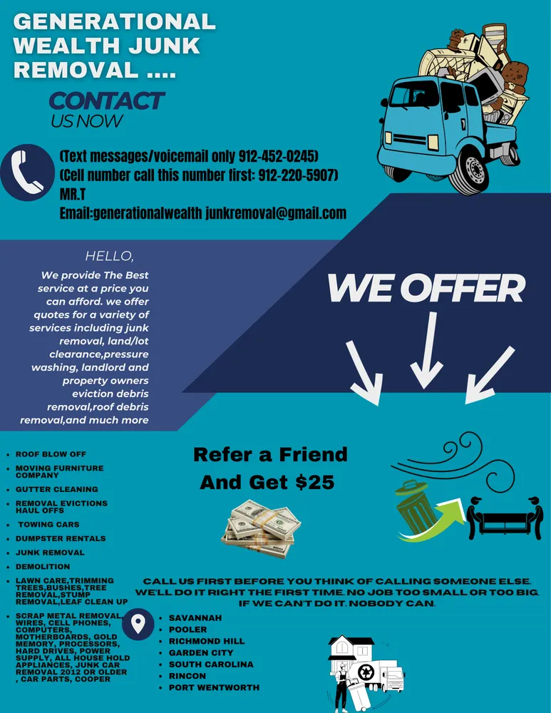 Local yard cleanup service for residential properties in Savannah, GA by Generational Wealth Junk Removal