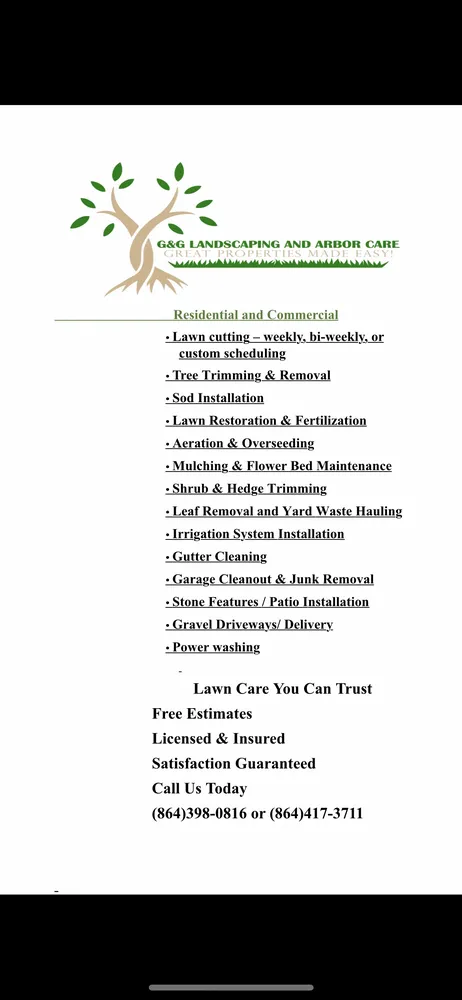 Professional yard maintenance in Travelers Rest, SC by G&G Landscaping and Arbor care