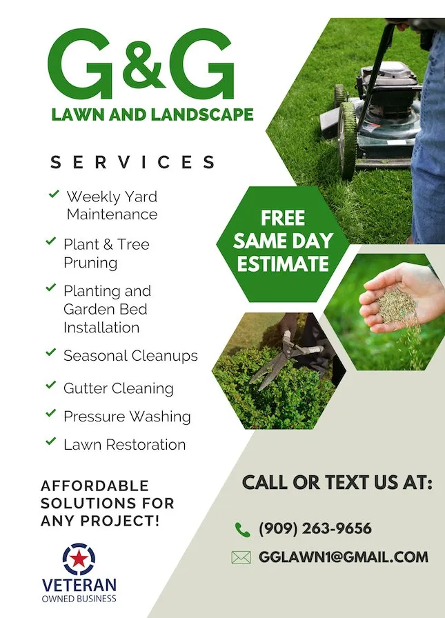 Professional outdoor landscaping for year-round maintenance across Pomona, CA - G&G Lawn and Landscape