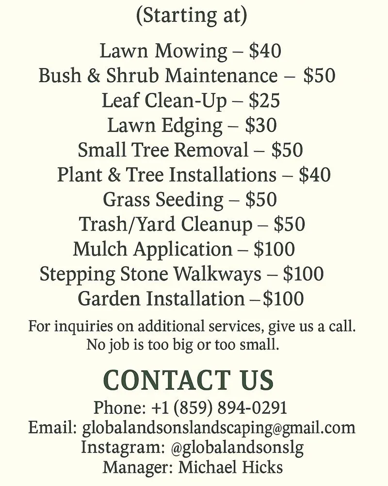 Reliable lawn mowing service in Lexington, KY by Global & Sons Landscaping & Gardening