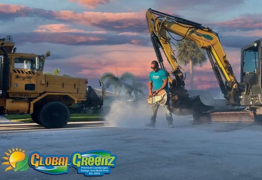 Professional yard maintenance with custom design in Melbourne, FL by Global Greenz