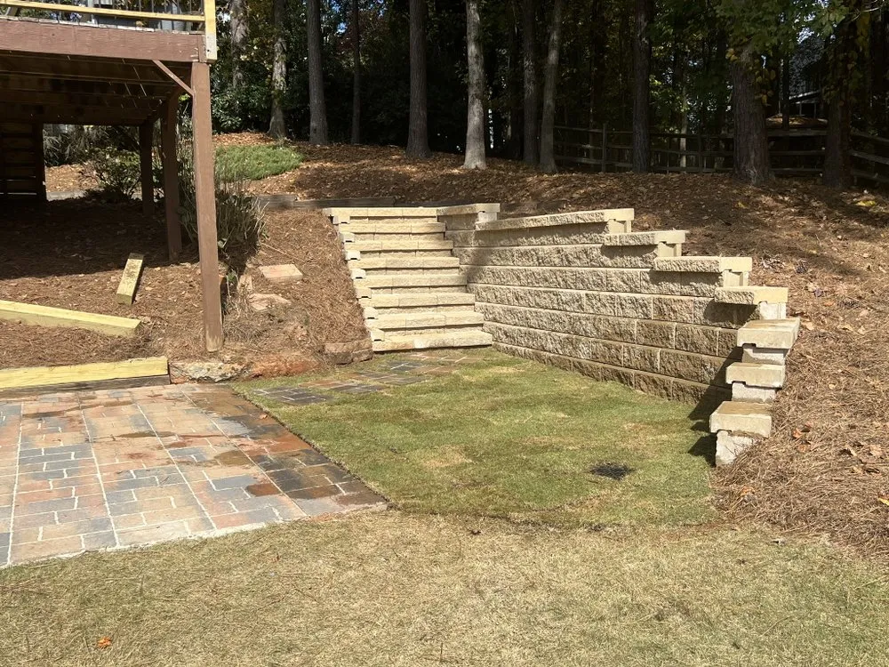 Local lawn mowing service with custom design in Cumming, GA by GM Services