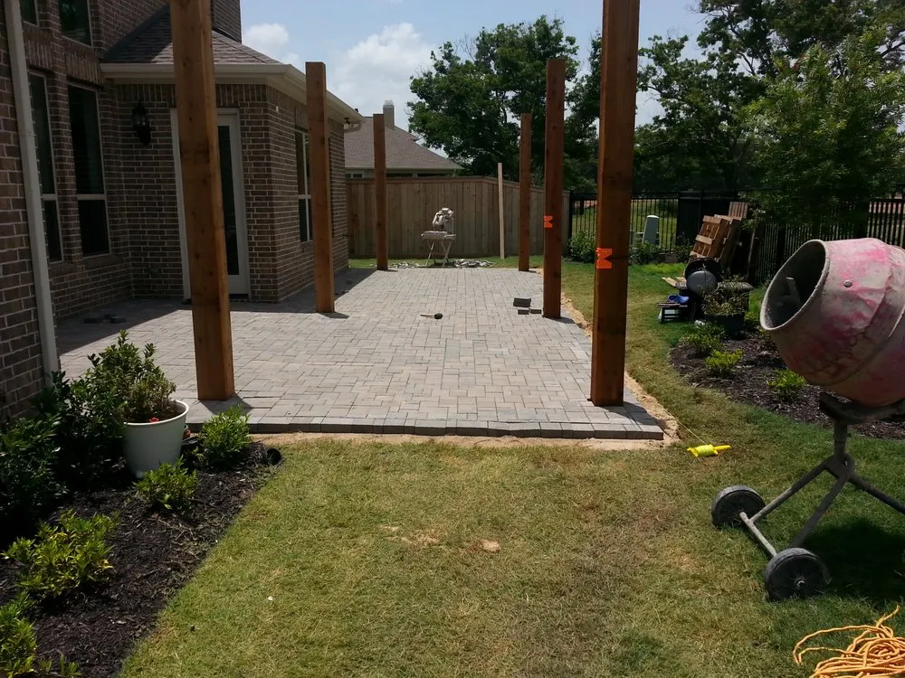 Custom outdoor landscaping with custom design across Arcadia, TX - Gold Standard Construction