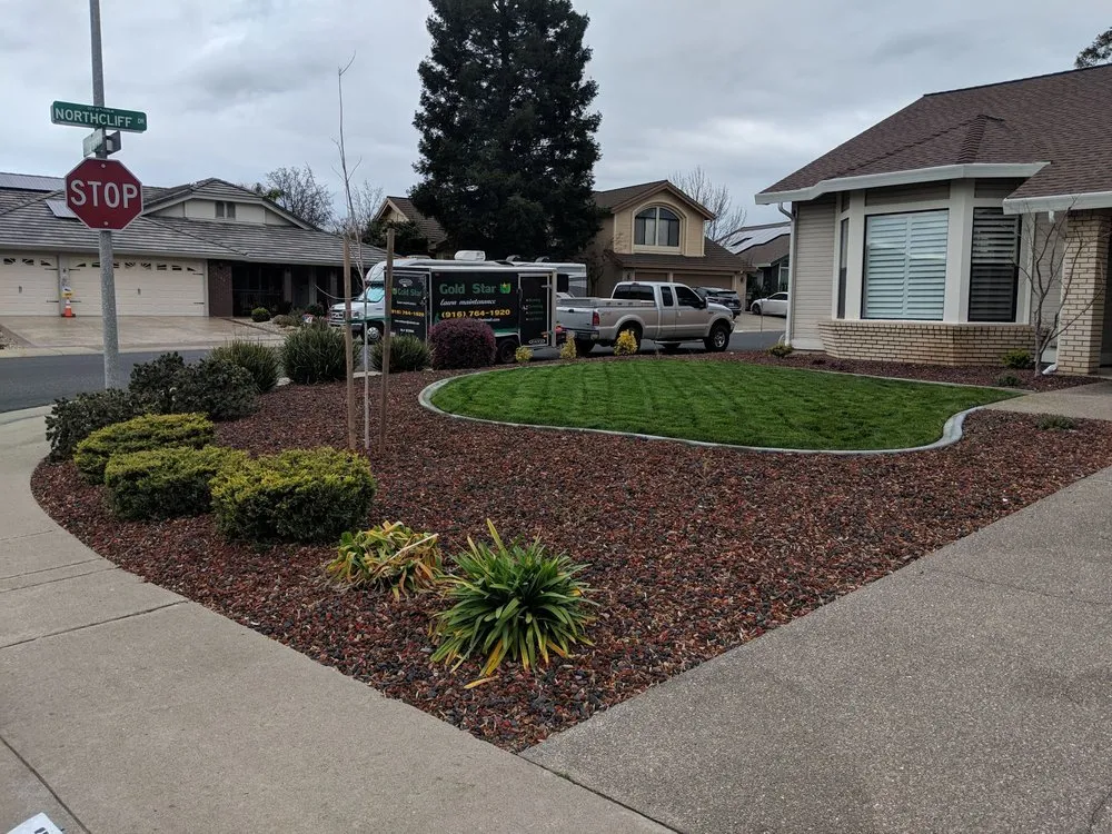 Top-rated lawn mowing service in Carmichael, CA by Gold Star Lawn Maintenance