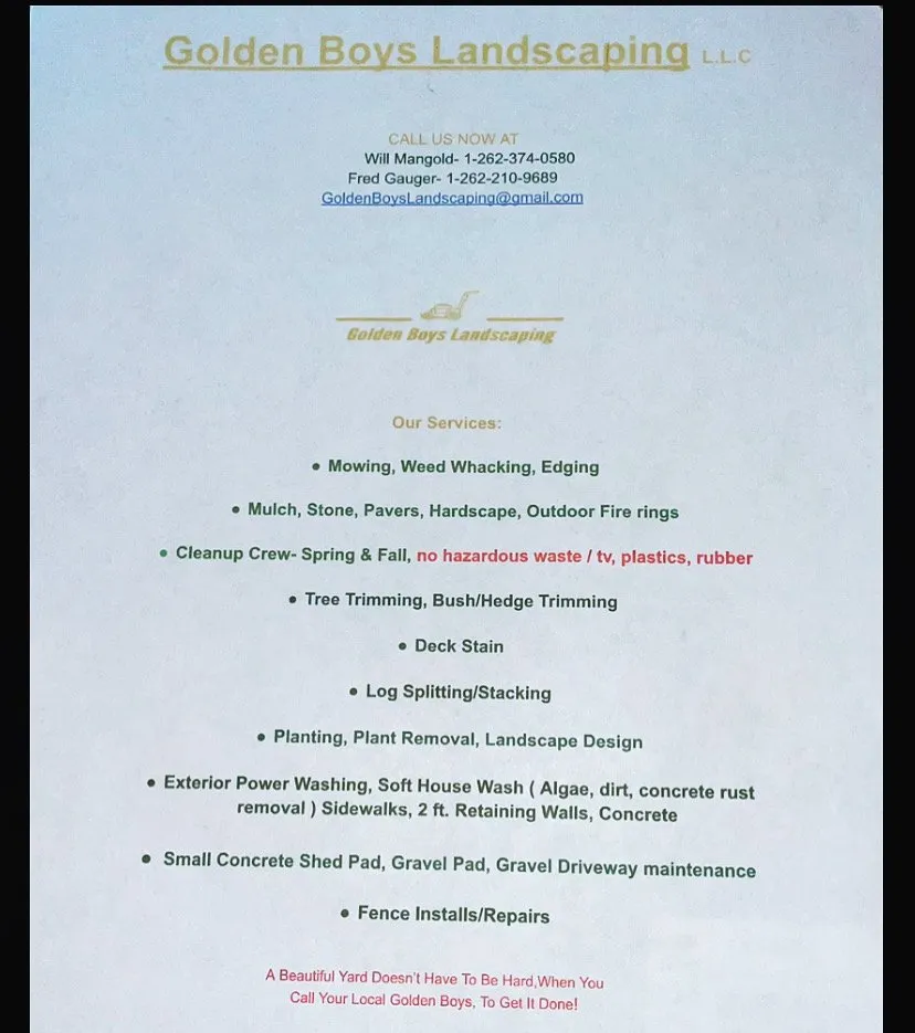 Expert lawn mowing service experts serving Burlington, WI - Golden Boys Landscaping