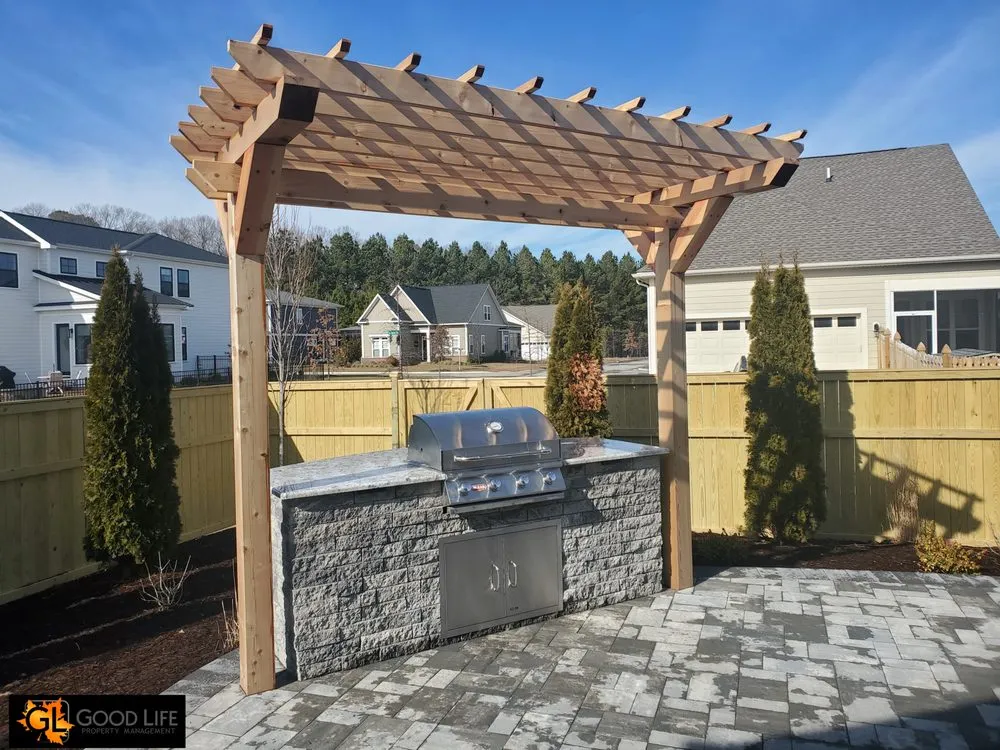 Custom landscape installation in Easton, MD by Good Life Property Management