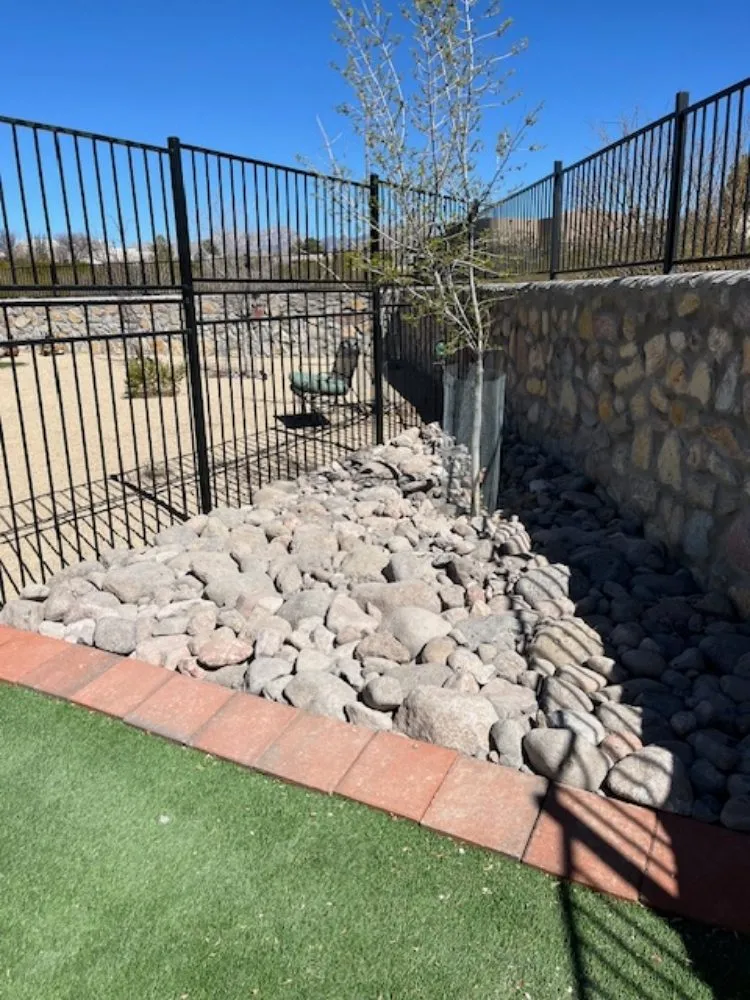 Custom landscape installation with custom design in Las Cruces, NM by Goodguyz Landscape & Handyman