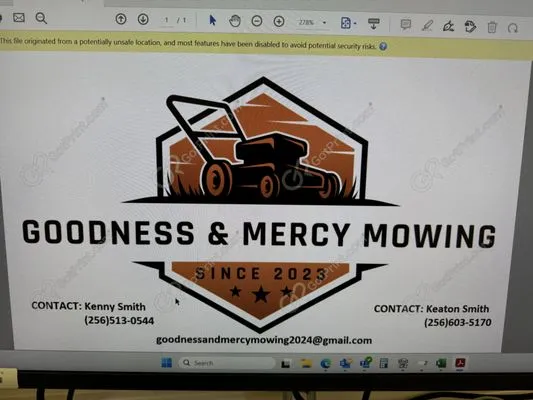 Goodness & Mercy Mowing and Landscaping Logo