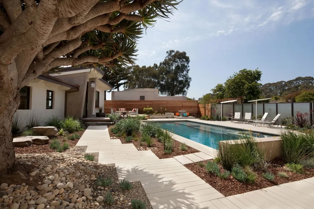 Custom outdoor landscaping with custom design across Santa Barbara, CA - Grace Design Associates